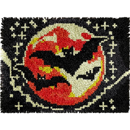 Halloween moon bats latch hook - bats,